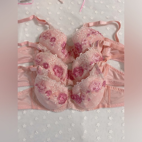 Clearance! Japanese Triumph pink rose embroidered bra JP-C75/US-34B - Picture 1 of 9